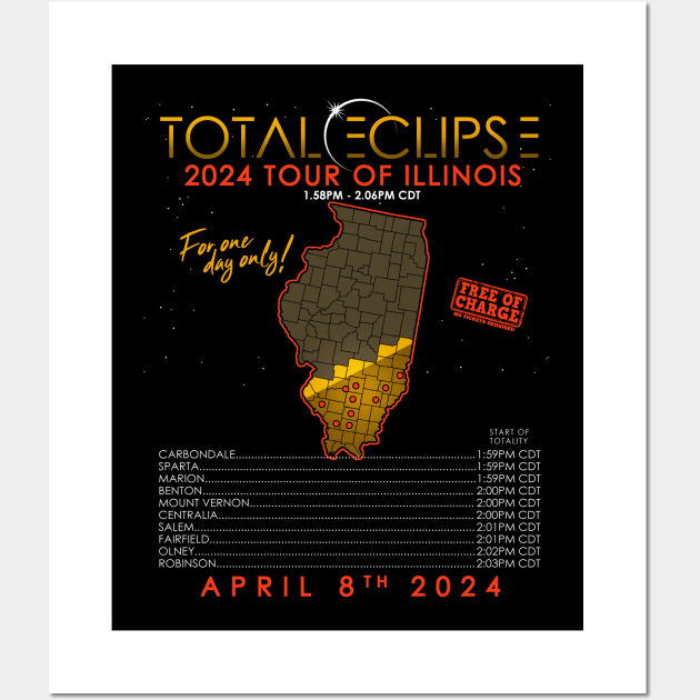 Total Solar Eclipse 2024 Tour of Illinois Wall Art by NerdShizzle